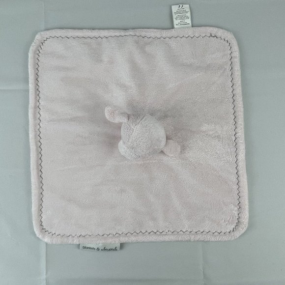 Blankets & Beyond Pink Lamb Sheep Lovey 13" Baby Security Blanket Zigzag Edging - Picture 3 of 6